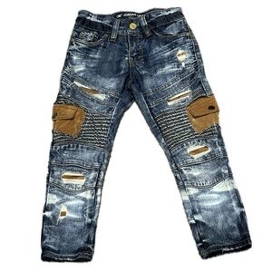 👖🛹 JORDAN CRAIG Kids Jeans | Size 4T | Distressed Patches + Faux Suede Pockets